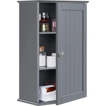 Koupelnový nábytek Nástěnná koupelnová skříňka 591745 dark gray, 35 x 20,7 x 55 cm - B YAHEETECH