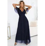 Numoco basic Numoco MELANIA dlouhé, lesklé šaty s výstřihem a