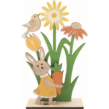 Velikonoční dekorace Dekorace zaječice s mrkví 12,5 x 20,5 x 4,5 cm na postavení 7667