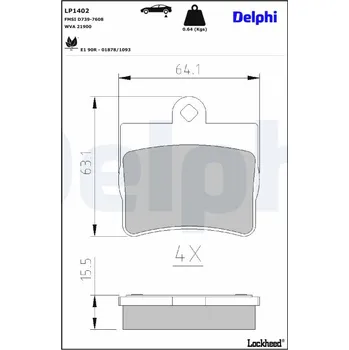 Brzdová destička Sada brzdových destiček, kotoučová brzda DELPHI LP1402