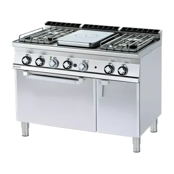 Sporák Sporák tálový +4 hořáky s troubou GN 2/1 +skříňka | RM - TPF4-712GPEV