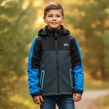 Chlapecká bunda Dětská softshellová bunda šedá/černá/modrá Sezon SF2044