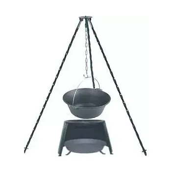 kotlíky Souprava trojnožka 1,25 m + litinový kotlík 16 litrů, ohniště a závětří