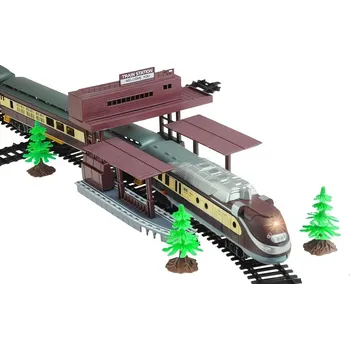 Dřevěná hračka LEAN Toys 1012 Obrovská vláčkodráha FENFA 5 vagónů + výhybky