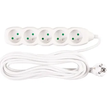 Prodlužovací kabel STREND PRO 213333 Prodlužovací kabel, 7m, 5 zásuvek, 3×1mm, bílý