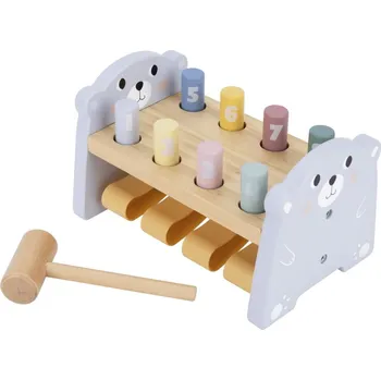 Dřevěná hračka eliNeli Dřevěná zatloukačka medvídek s čísly