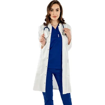 Zdravotnický oděv Bílý zdravotnický plášť se cvočky - unisex | drinuniforma.cz