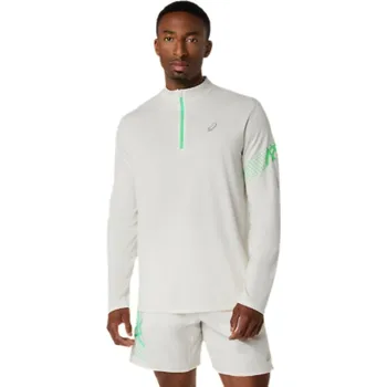 Pánské tričko Asics Icon LS 1/2 Zip Top M 2011D459100 - cream/vital green XL