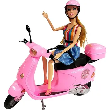 Hračka pro kočku LEAN Toys 5485 Panenka se skútrem a přilbou, růžová