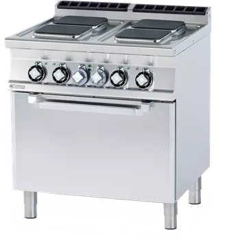 Sporák Sporák elektrický se statickou elektrickou troubou GN 2/1 - 4x plotýnka 400 V | RM - CFQ4-78ET