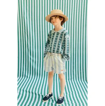 Chlapecké kraťasy Dětské bavlněné šortky Tinycottons STRIPES TWILL SHORTS SS26.298 modrá 50X, vel. 128