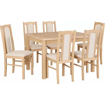 Jídelní set DREWMIX - Jídelní set 1+6 MAX 5 + BOS 7 - Látka 34A - Snadno čistitelná látka Barva výrobku - Sonoma