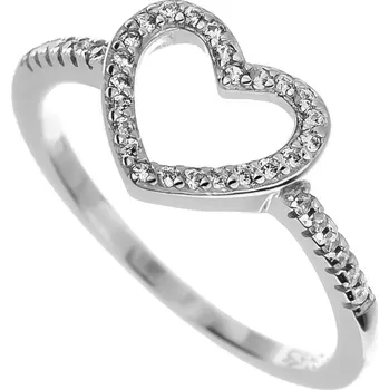 Prsten Argento 72865 Stříbrný prsten - srdíčko, čiré kulaté zirkony | Velikost prstenu: 56mm