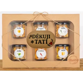 Dárková krabička Dárková sada Kešu či Mandlí 6ks NAMIXUJ si SÁM Děkuji tati (Dárková sada Kešu či Mandlí 6ks NAMIXUJ si SÁM Děkuji tati)