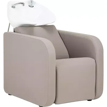 Kadeřnické křeslo Kadeřnický mycí box SYLVIA s elektrickou opěrkou nohou - béžový