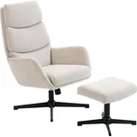 Čalouněné křeslo s podnožkou | béžové