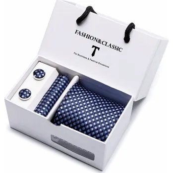 Kravata Kravata Modrá Bluey | Manžetové knoflíčky | Kapesníček Modrá