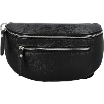 Kabelka Dámská kožená ledvinka černá - Delami Vera Pelle Lila černá