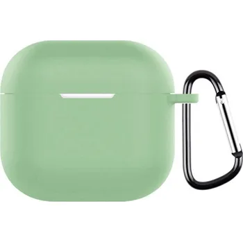 Pouzdro na mobilní telefon Ochranný silikonový obal s karabinou pro AirPods 4 - zelený