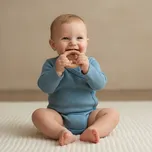 Baby Service Zavinovací body s ohrnutým rukávem modré vzor obdélník Babyservice Vel. 56