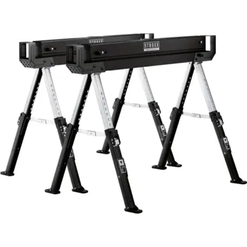 Koza na řezání dřeva STROXX Kovové pracovní kozy výškově nastavitelné 62-82 cm 2 ks
