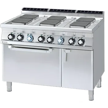 Sporák Sporák elektrický se statickou elektrickou troubou GN 2/1 - 6x plotýnka 400 V | RM - CFQ6-712ETV