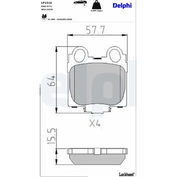 Brzdový systém Sada brzdových destiček, kotoučová brzda DELPHI LP1510