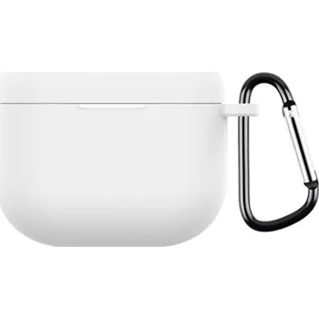 Pouzdro na mobilní telefon Ochranný silikonový obal s karabinou pro AirPods 4 - bílý