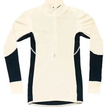 Dámské tričko Dámský rolák Devold Wool Mesh 190 Zip Neck Wmn Velikost: M / Barva: bílá/černá
