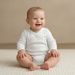 Baby Service Zavinovací body s ohrnutým rukávem bílá vzor obdélník Babyservice Vel. 56