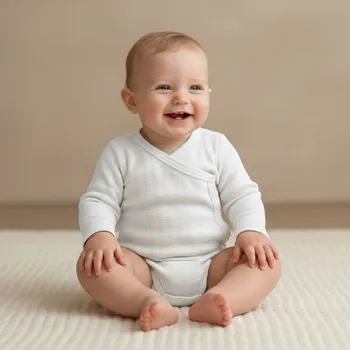 Kojenecký body Baby Service Zavinovací body s ohrnutým rukávem bílá vzor obdélník Babyservice Vel. 56