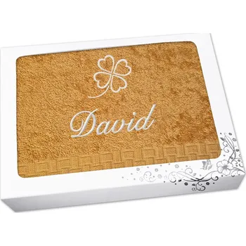 Ručník Dárkové balení osušky se jménem ratanika hořčicová Čtyřlístek