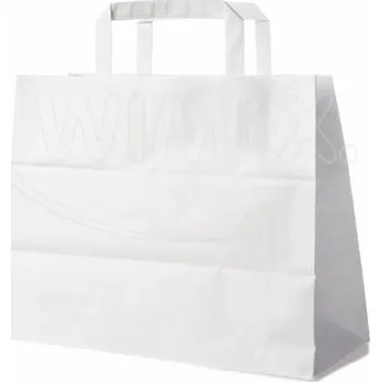Jednorázové nádobí Papírová taška bílá 32+16 x 27 cm [50 ks]
