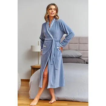 Dámský župan Velurový dámský župan Sofie modrý L