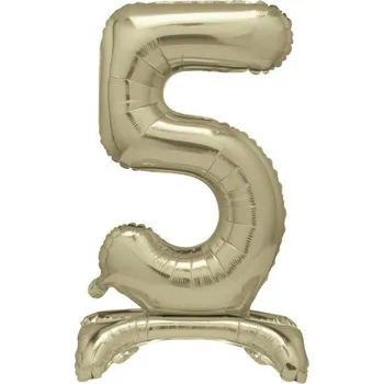 Balónek fóliový číslo 5 zlaté stojící 70 cm 13235
