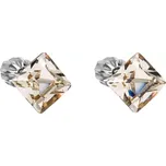 Stříbrné náušnice pecka s krystaly Swarovski hnědý čtverec 31065.3