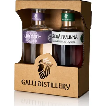 Pálenka GALLI DISTILLERY Dárkové balení SLIVOVICE 50% a LUŽICKÁ BYLINNÁ 25%