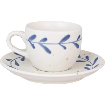 Strömshaga Kameninový šálek s podšálkem Viola Leaf Blue