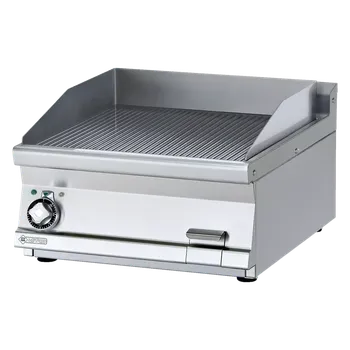 Kuchyňský gril Grilovací deska 59x52 elektrická chromovaná rýhovaná bez podestavby 400 V | RM - FTRT-76ETS