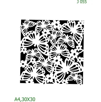 Plastová šablona pro malování - Strukturální vzory - Motýlci (J055) - A4 , Nelepící folie
