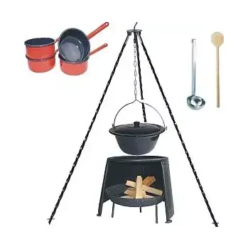 kotlíky Souprava Full 10 s trojnožkou a závětřím 33 smalt