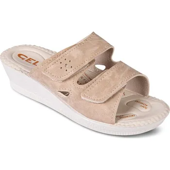 Dámské pantofle Dámské pantofle na klínku béžové vel. 42