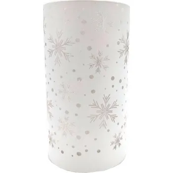 Vánoční dekorace GOBA Vánoční svícen - skleněný, svítící bílé vločky 16 cm