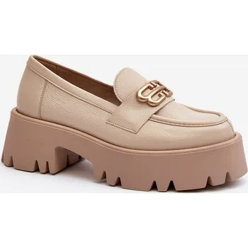 Dámské mokasíny Zazoo 20164 Dámské Mokasíny Z Pravé Kůže Barva: Béžová, Velikost: 38