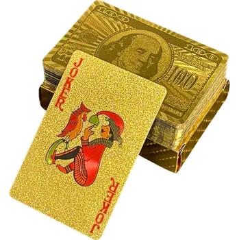 LEAN Toys 21001 Zlaté plastové hrací karty, 54 karet