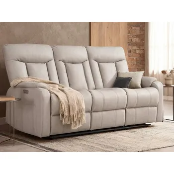 Pohovka Trojmístná pohovka s elektrickým polohováním Fiona, světle šedá látka