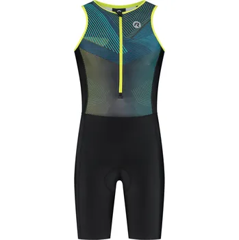 Cyklistické mazivo Kombinéza na triatlon Rogelli FLORIDA GRAPHIC, černo-modro-reflexní žlutá M