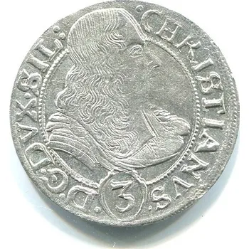 SLEZSKO. Liegnitz-Brieg-Wohlau. Christian (1653–1672). 3 Kreuzer 1668/CB. Ag.