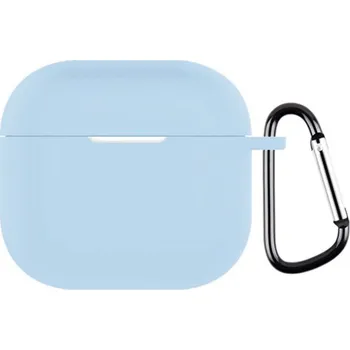 Pouzdro na mobilní telefon Ochranný silikonový obal s karabinou pro AirPods 4 - modrý