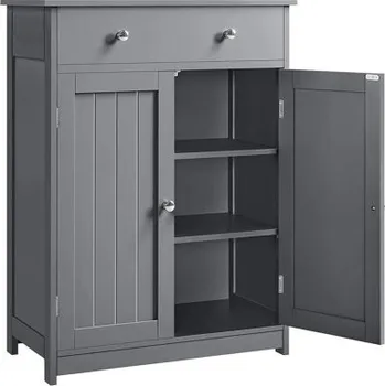 Koupelnový nábytek Koupelnová skříňka 591730 s dvojitými dveřmi a zásuvkou, tmavě šedá - B YAHEETECH